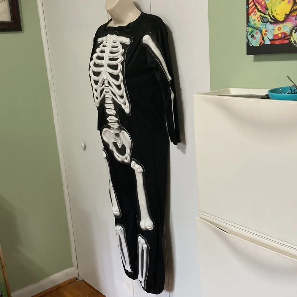 Halloween Costume Skeleton 3D Raised Bones Glow in Dark Child Large 12 14